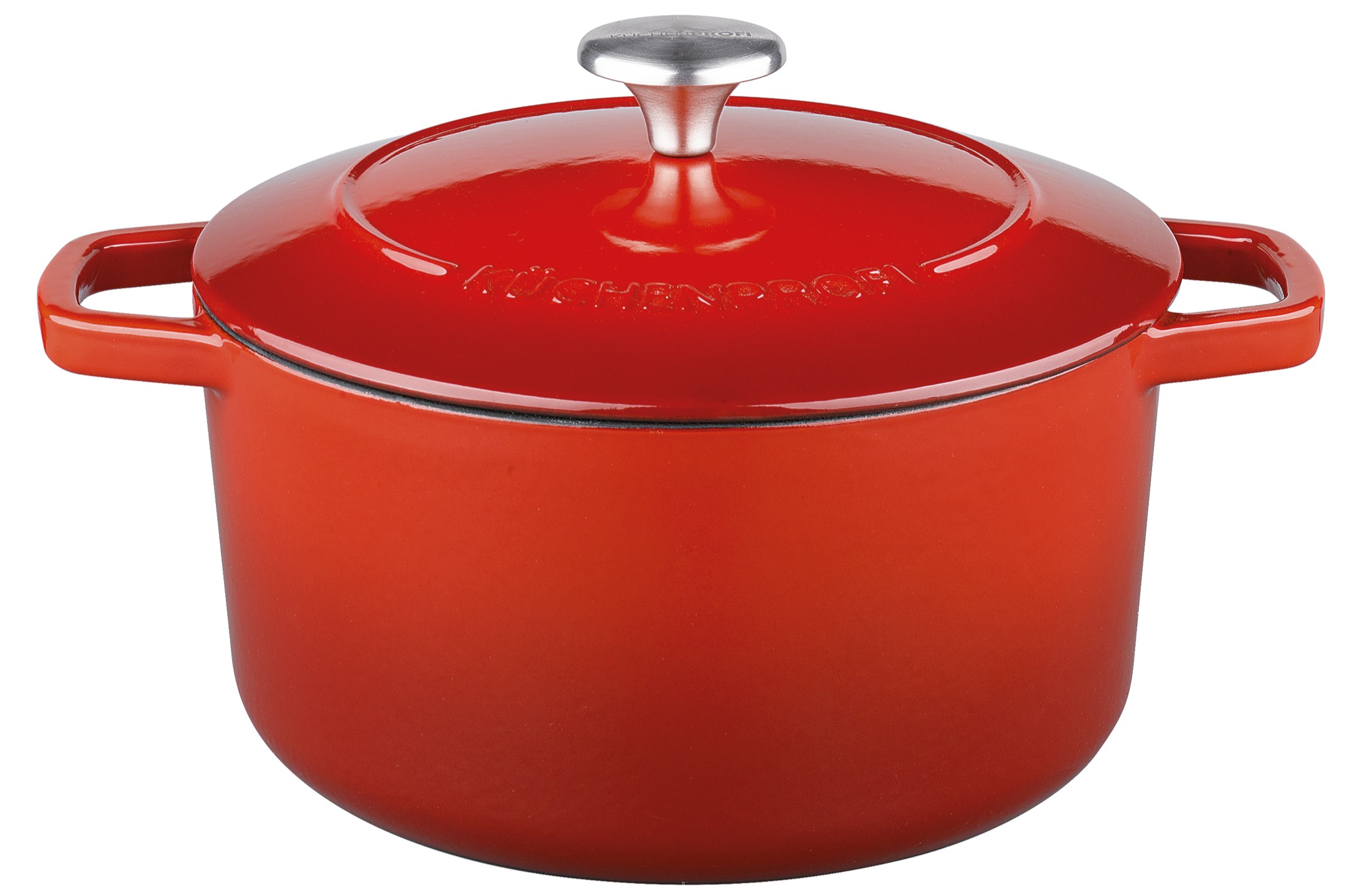 0431000424  BRETAGNE Kulatý litinový hrnec Ø 24 cm 4,2 l červený Kuchenprofi